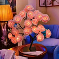 LED Rose Table Lamp Rose Flower Tree Lights Fairy Cute lamp Night Light Home Party Bedroom Decoration Christmas Wedding Gift (Color : Pink by USB)