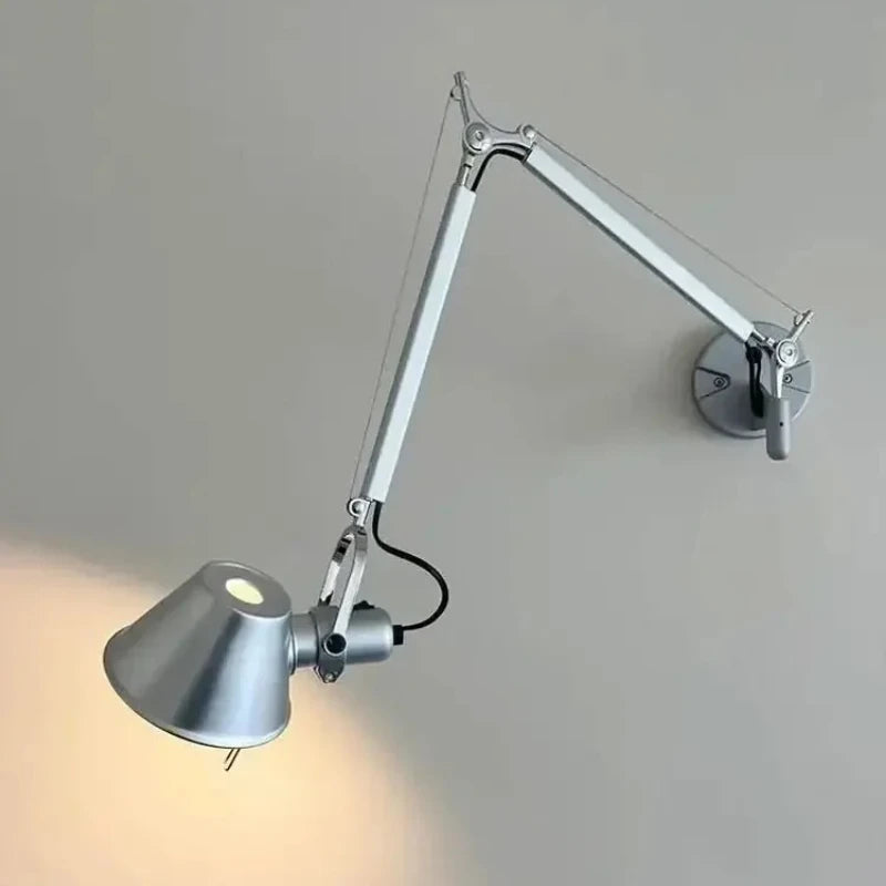 Nordic Industrial Style Wall Lamp Bedroom Bedside Desk Reading Switch Rotatable Folding Long Rod Rocker Arm Long LED Wall Lamp