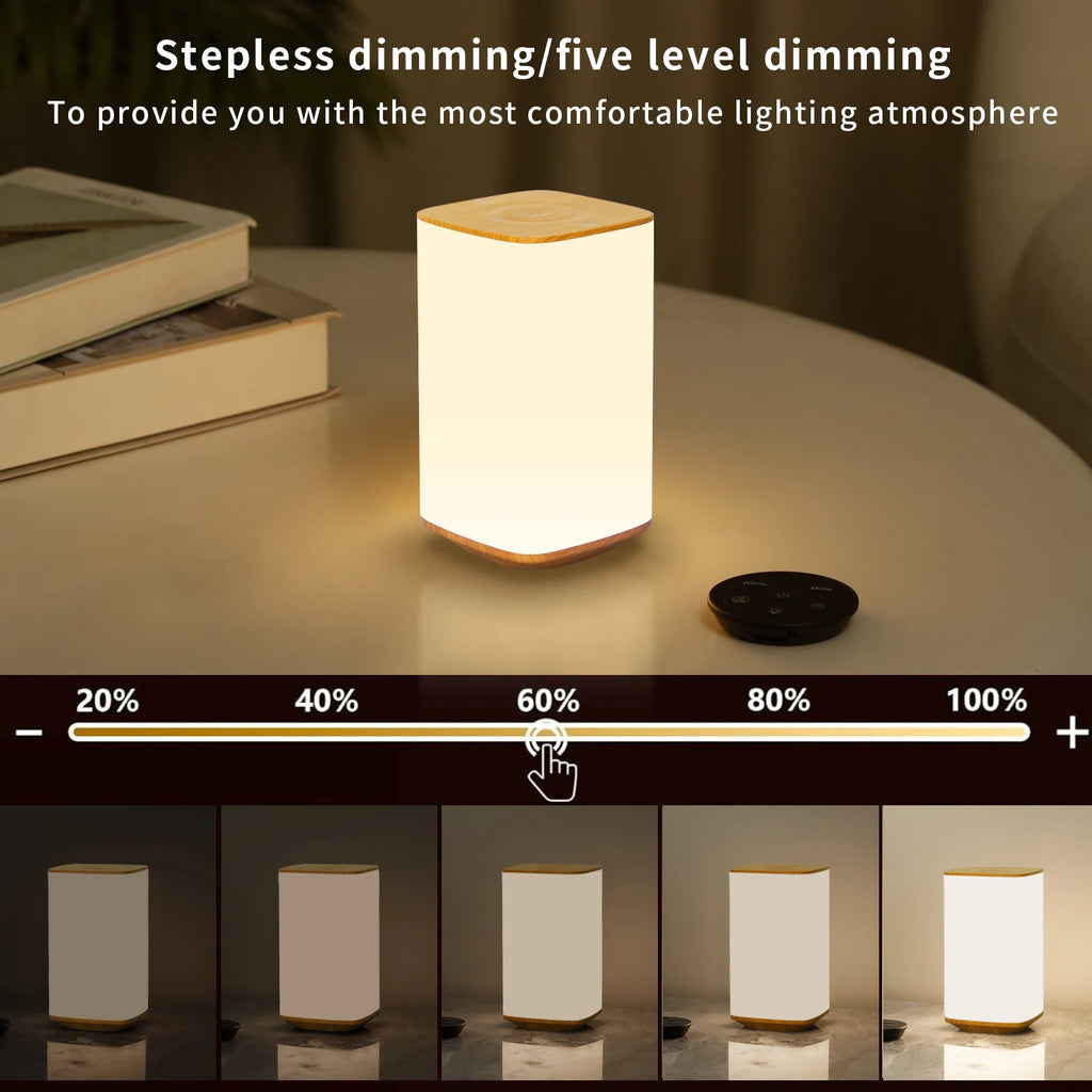 USB Rechargeable Touch Table Lamp RGB Color Changing Night Light with Remote Control Bedside Table Lamp for Bedroom Living Room