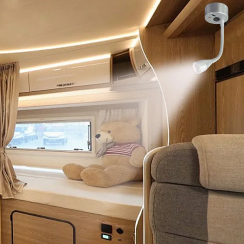 Cross border RV 3W Reading Lights Wall Lamp Type-C+USB Ceiling Lamp Ship Yacht Indoor Lighting 12V-24V Gooseneck LED RV Light