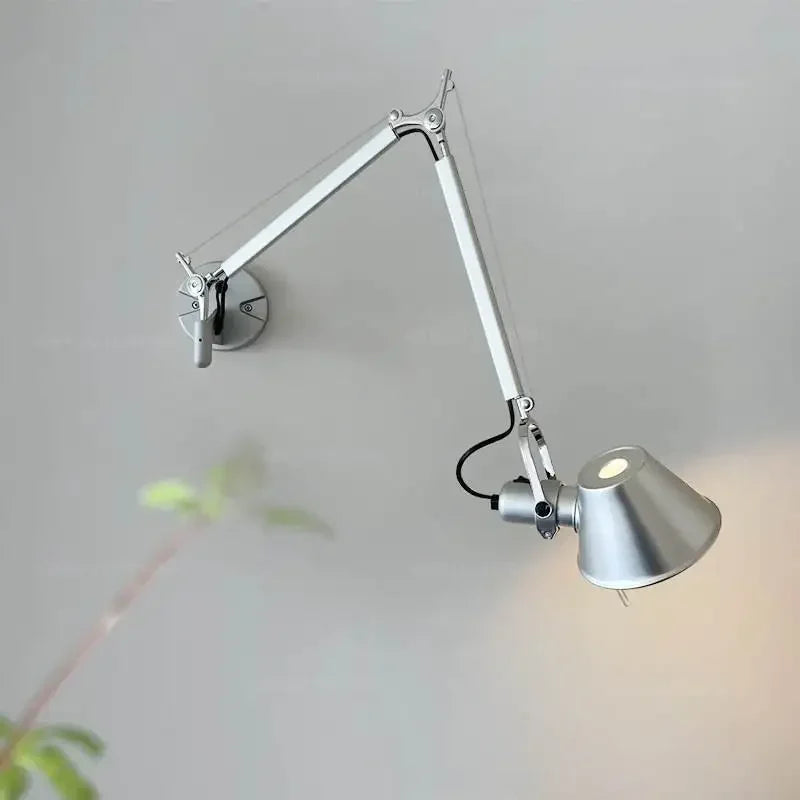 Nordic Industrial Style Wall Lamp Bedroom Bedside Desk Reading Switch Rotatable Folding Long Rod Rocker Arm Long LED Wall Lamp