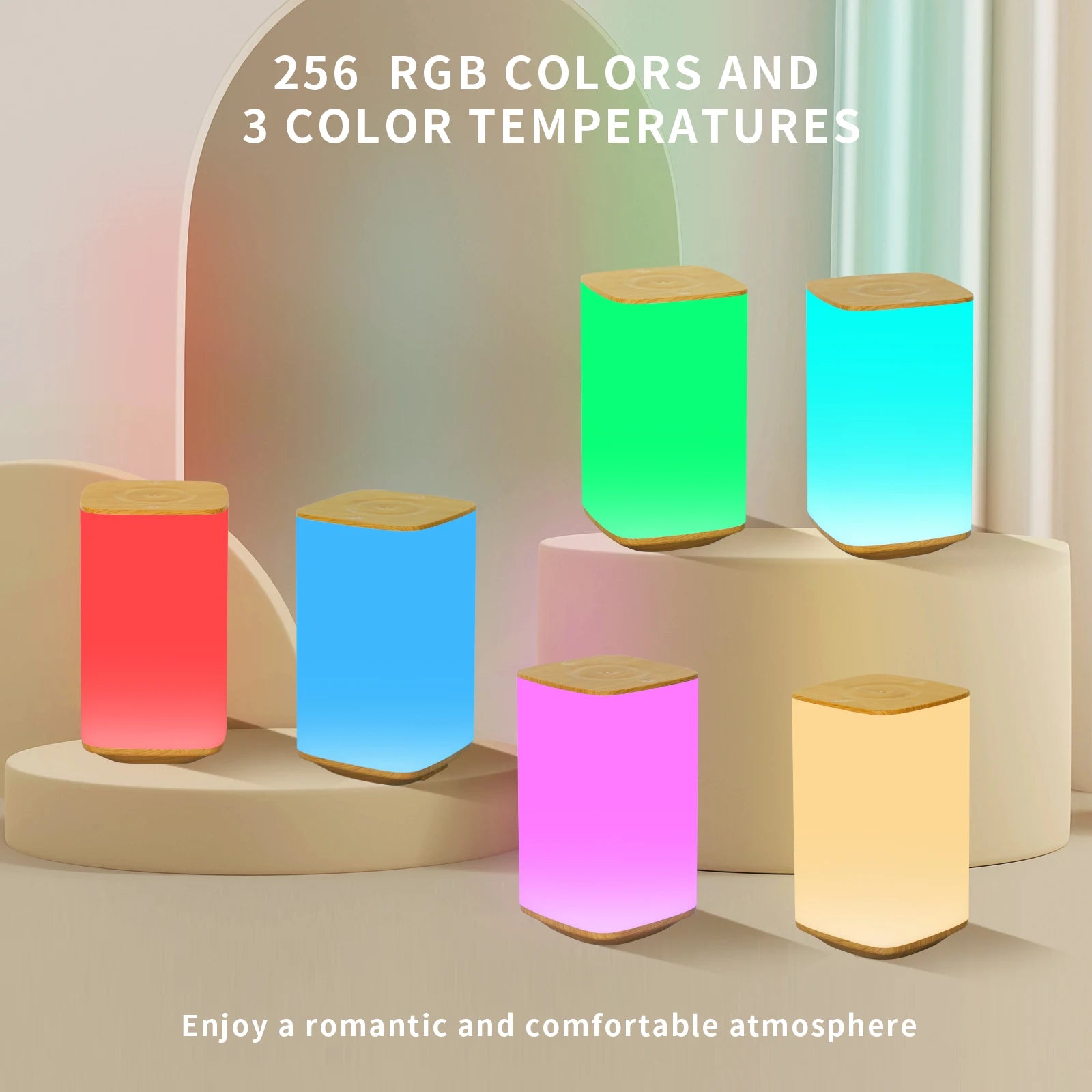 USB Rechargeable Touch Table Lamp RGB Color Changing Night Light with Remote Control Bedside Table Lamp for Bedroom Living Room